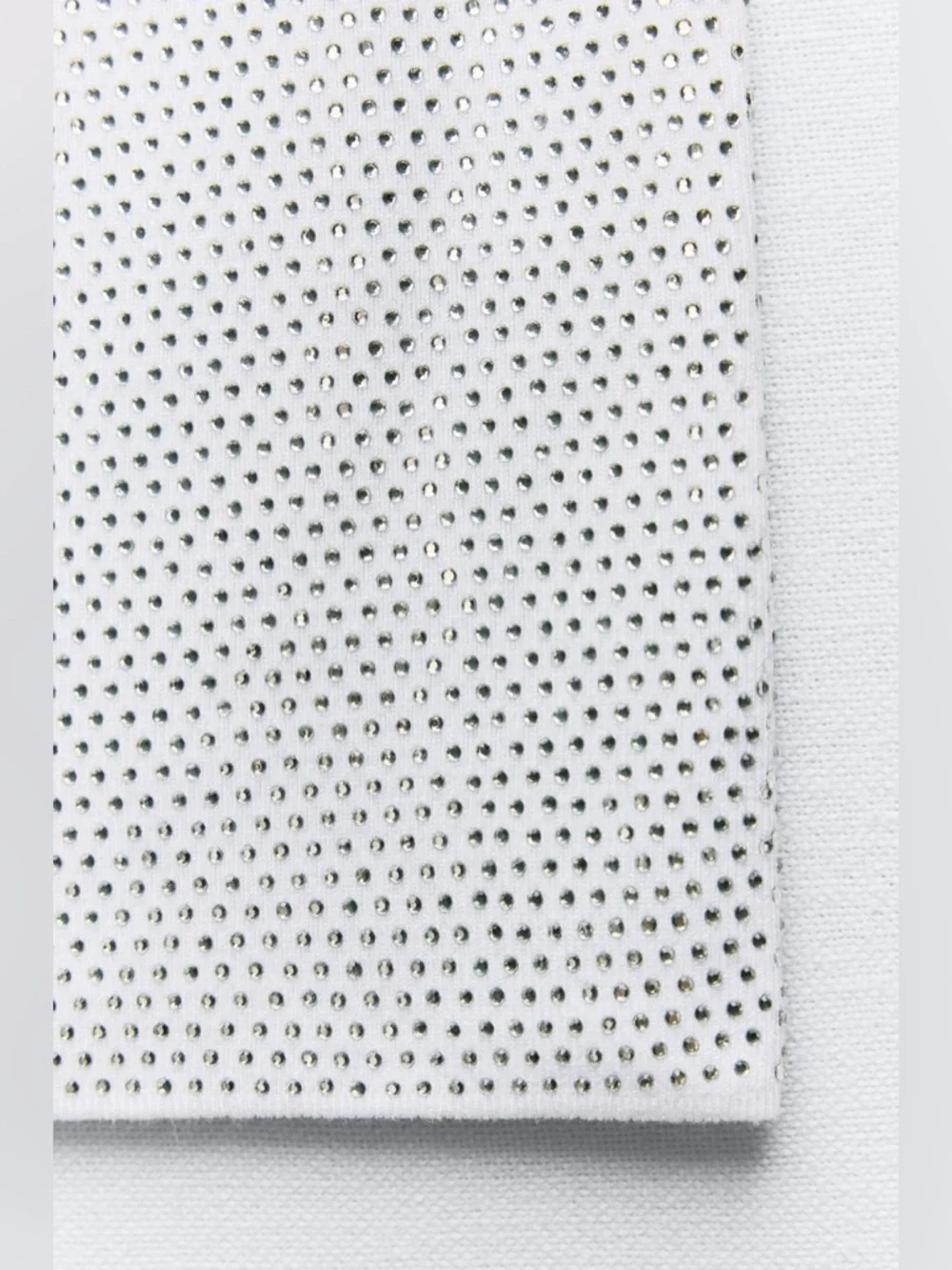 Zara Rhinestones White Eyelet Mini Skirt festival outfit size S
